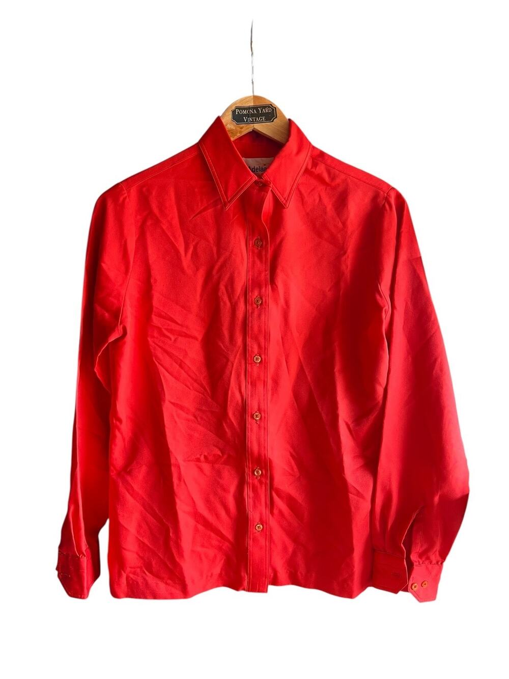 Adelaar Women's Vintage Career Blouse Button Up Long Sleeve USA Made Red Size 10 - Picture 1 of 5